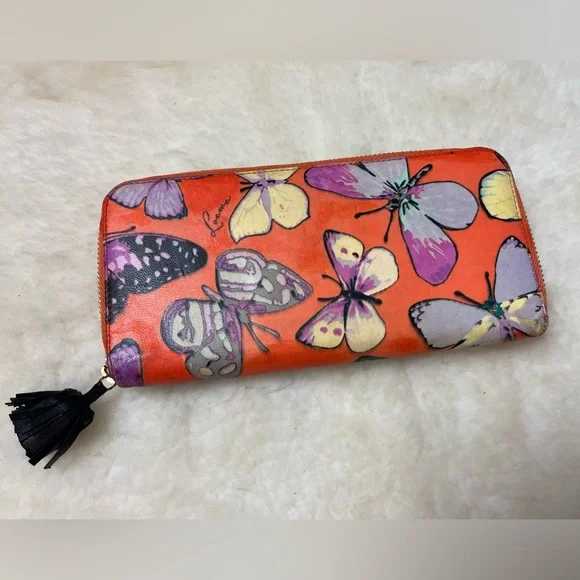 Loewe Butterfly Long Wallet With Black Tassels on Zipper - Picture 2 of 12